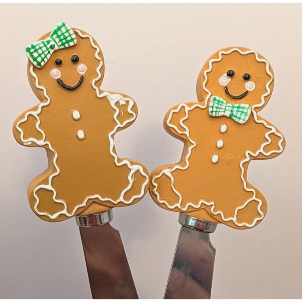 Boston Warehouse Gingerbread Man Cheese Spreaders Set 2 Christmas Holiday 5in